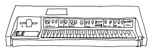 Hand-drawn illustration of E-mu Emulator I (1981)
